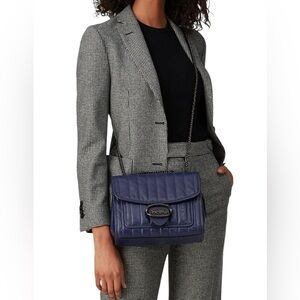 Coach Quilted Melody Cadet Blue Polished Grain Leather Shoulder Bag Like New